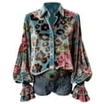thumbnail image 1 of Womens Dressy Button Down Blouses Collared Business 2026 Tops Lantern Long Sleeve Floral Print Business Shirts, 1 of 2
