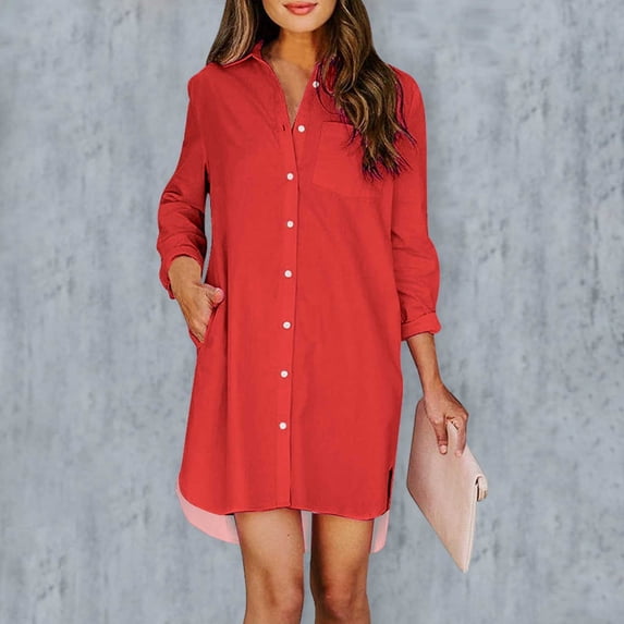 Womens Dressy Button Down Blouses Collared Solid Color Business Spring 2026 Tops Long Sleeve Shirts