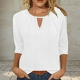 thumbnail image 1 of Womens Dressy Casual Blouses 3/4 Sleeve V Neck Ruffle Tops Business Ladies Summer 2025 Trendy Work Shirt on Clearance,White,S, 1 of 5