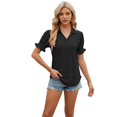 thumbnail image 1 of Womens Dressy Casual Blouses Shirts Lapel Neck Business Casual Summer Tops Black M, 1 of 9