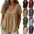 thumbnail image 1 of Womens Dressy Casual Blouses Tops Women's Spring And Summer Short Sleeved Solid Color Short Sleeved Mesh Splicing T-Shirt Black L, 1 of 6