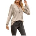 thumbnail image 1 of Womens Dressy Sweaters 2025 Fall Winter Long Sleeve Button Down Ruffle Henley Neck Casual Cotton Pullover Tops, 1 of 6