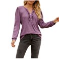 thumbnail image 1 of Womens Dressy Sweaters 2025 Fall Winter Long Sleeve Button Down Ruffle Henley Neck Casual Cotton Pullover Tops, 1 of 6