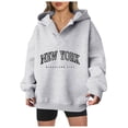 thumbnail image 1 of Womens Dressy Tops Fall Oversized Hooded Long-sleeved Puff One Shoulder Hoody Graphic Hoodie Cotton Pullover(White,S), 1 of 4