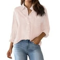 thumbnail image 1 of Womens Dressy Tops, Women's Striped Button Down Shirt Long Sleeve Lightweight Soft Office Blouse Daily Wear All Season Professional Tunic Tops Fall Winter Work Blouses Pink Xxl, 1 of 5