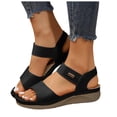 thumbnail image 1 of Womens Dressy Walking Sandals 2025 Summer Comfortable Leather Platform Wedge Low Heel Orthotic Sandals, 1 of 7