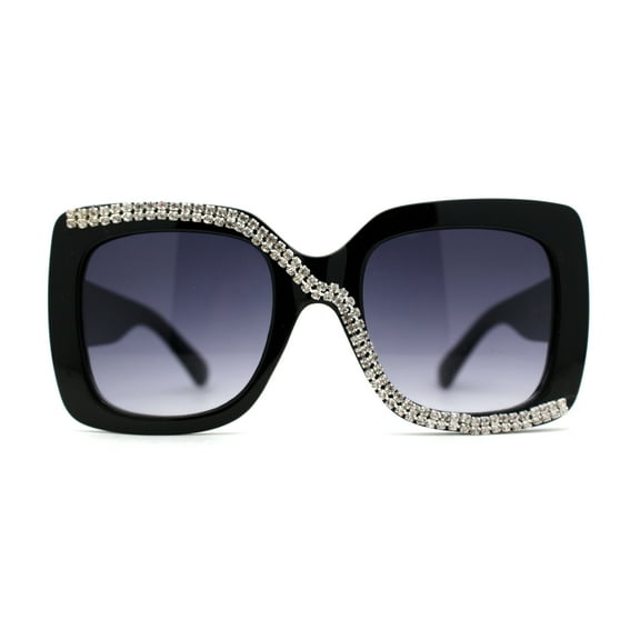 Womens Dripping Rhinestone Avant Garde Butterfly Sunglasses Black Clear Smoke