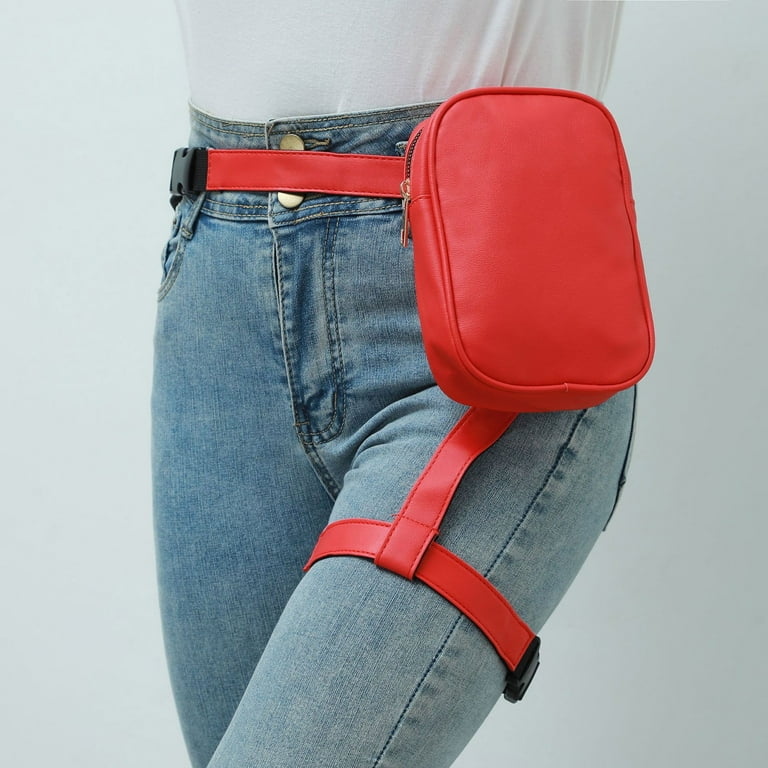 Womens Drop Leg Bag with Leg Strap, Leather Thigh Bag for