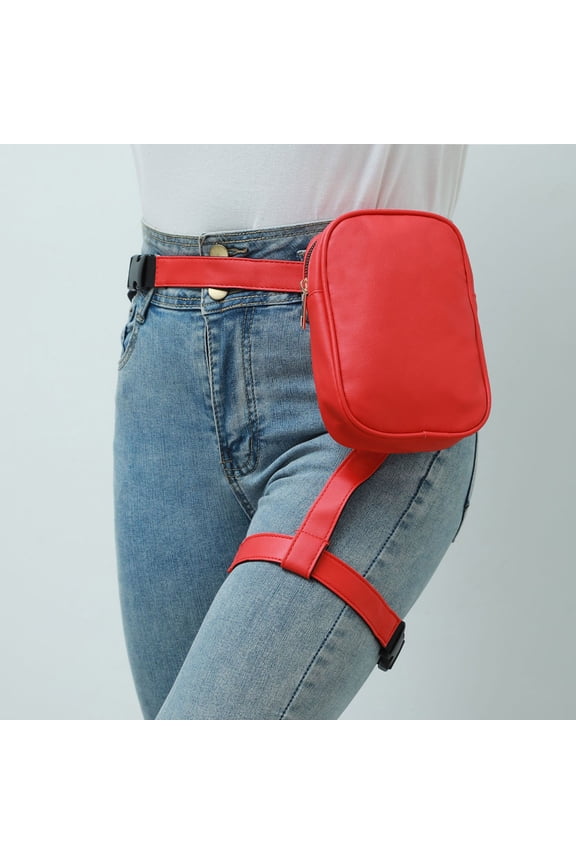 Womens Drop Leg Bag with Leg Strap, Leather Thigh Bag for Motorcycle Costume Accessories Fashion Leg Bag Belt Pouch