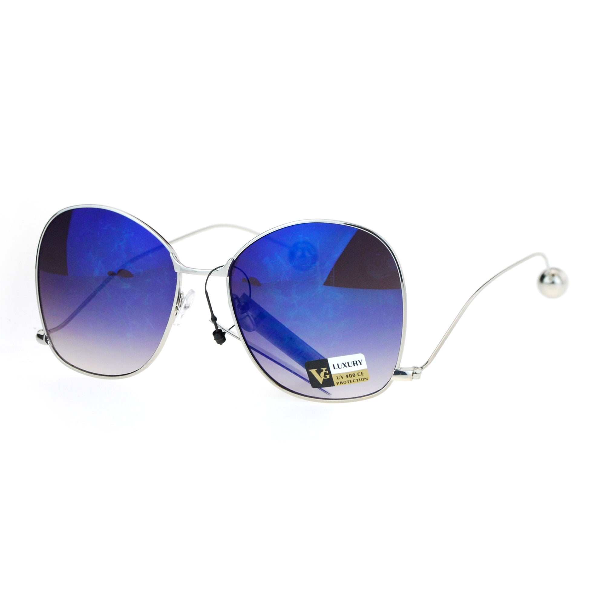 Womens Drop Temple Swan Arm Thin Metal Butterfly Sunglasses 