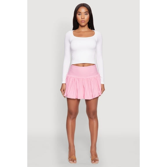 Womens Drop Waist Bubble Hem Skirt