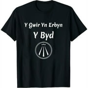 Womens Druid Y Gwir Yn Erbyn Y Byd Celtic Welsh Seer Bard Round Neck T-Shirt Black Small