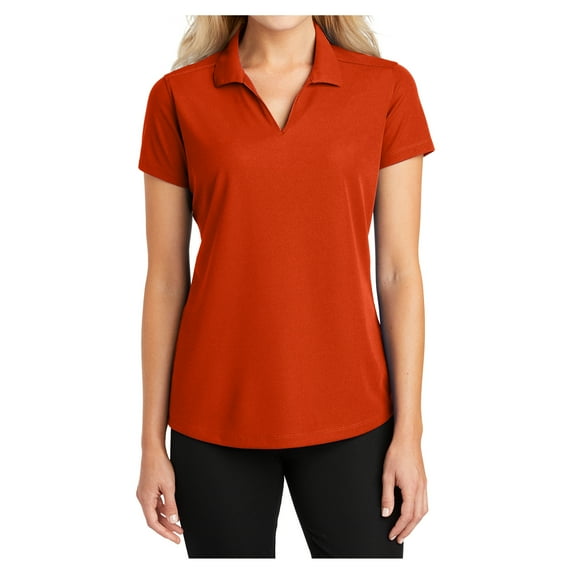 Womens Dry Zone Grid Polyester Polo T-Shirt Autumn Orange X-Large
