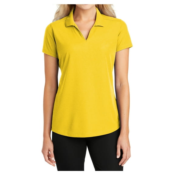 Womens Dry Zone Grid Polyester Polo T-Shirt Yellow X-Large