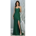 thumbnail image 1 of Womens Dusty Blue Formal Wedding Embroidered Long V-Neck Sleeveless A-Line Plus Size Dress, 1 of 4