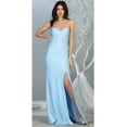 thumbnail image 1 of Womens Dusty Blue Formal Wedding Embroidered Long V-Neck Sleeveless A-Line Plus Size Dress, 1 of 4