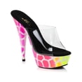 thumbnail image 1 of Womens E-609-Giraffe, 6 Inch Giraffe Design Neon Mule. Blacklight sensitive Multi / 11, 1 of 2