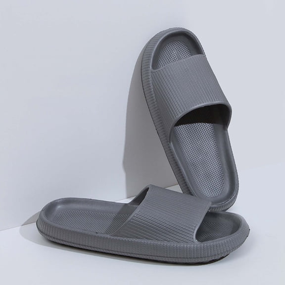 Womens EVA Cloud Slides Non-Slip Waterproof, Soft Foam Pool Beach Slides & Comfort House Slippers for Women, Gray,Size 40