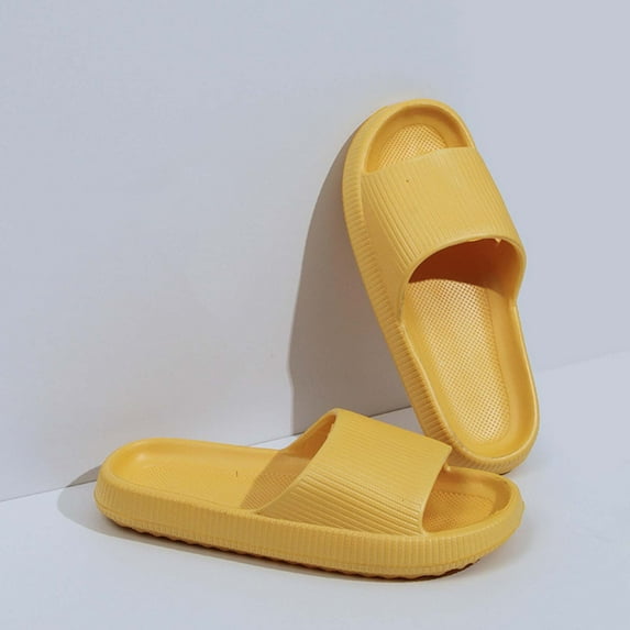 Womens EVA Slides Non-Slip Waterproof, Cloud Comfort Pool House Slippers & Casual Beach Sandals for Women, Yellow,Size 38