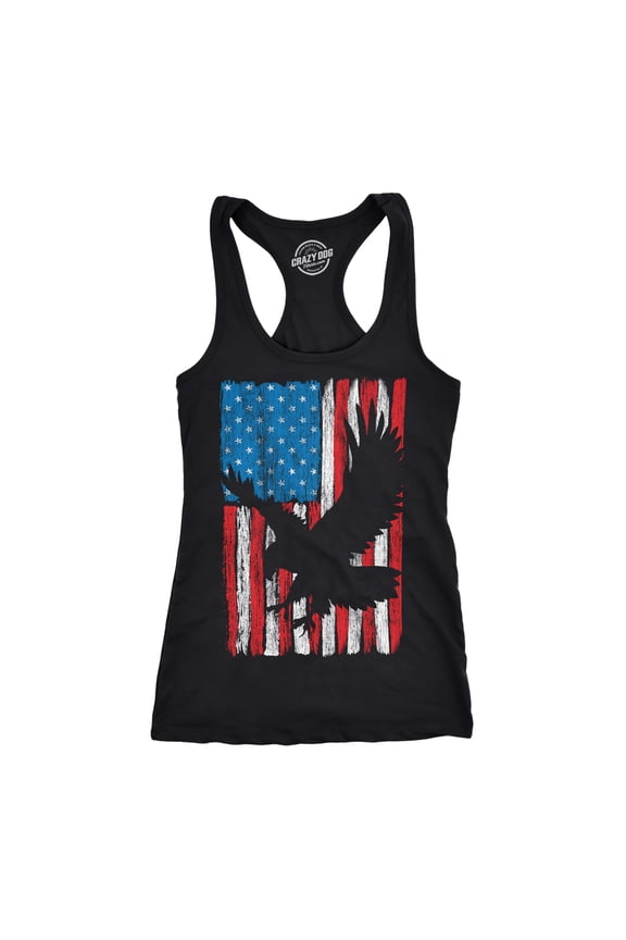 Womens Eagle In Flag Fitness Tank Awesome Fourth Of July Graphic Tanktop for Ladies
