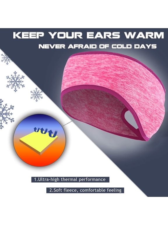 Womens Ear Warmer Ponytail Headband - Moisture Wicking Hair Headband for Winter Running Workout Athletic Headband