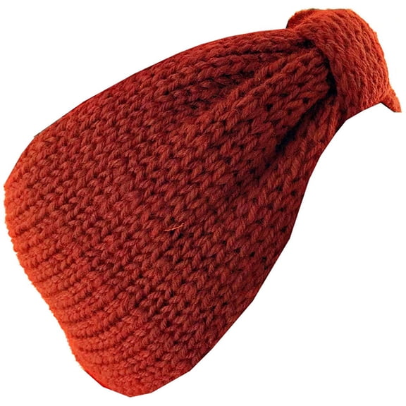 Womens Ear Warmers Headbands Cold Weather Warm Kable Knitted Head Wrap Burgundy, Knot Front