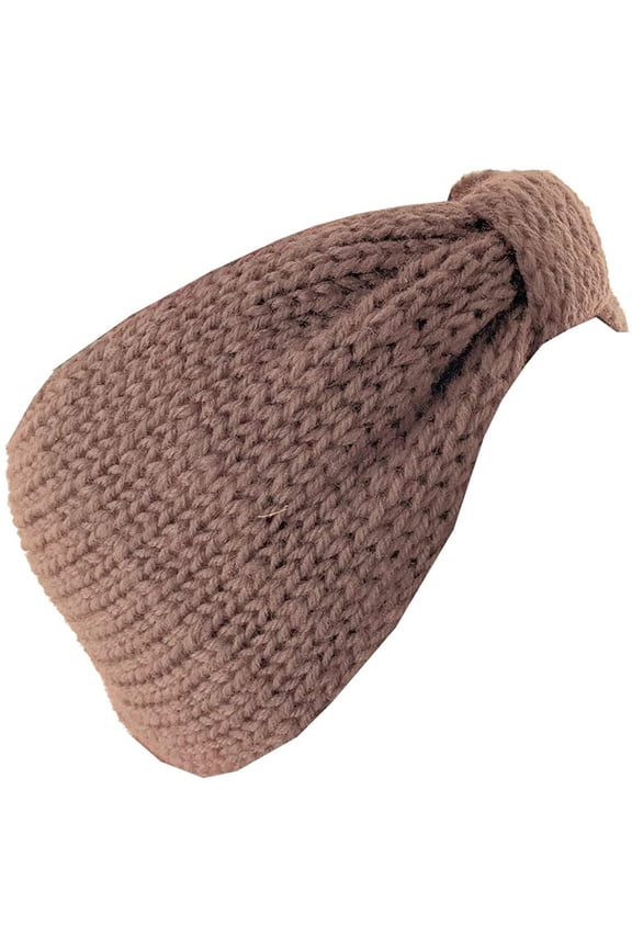 Womens Ear Warmers Headbands Cold Weather Warm Kable Knitted Head Wrap Khaki, Knot Front