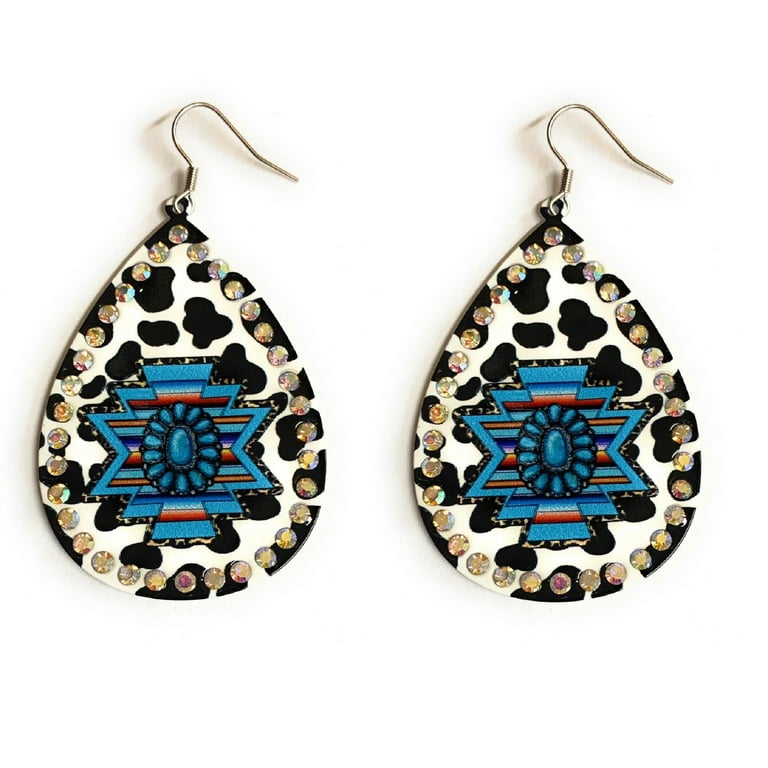 Aztec Serape Leather Earrings Aztec Serape Leather Earrings