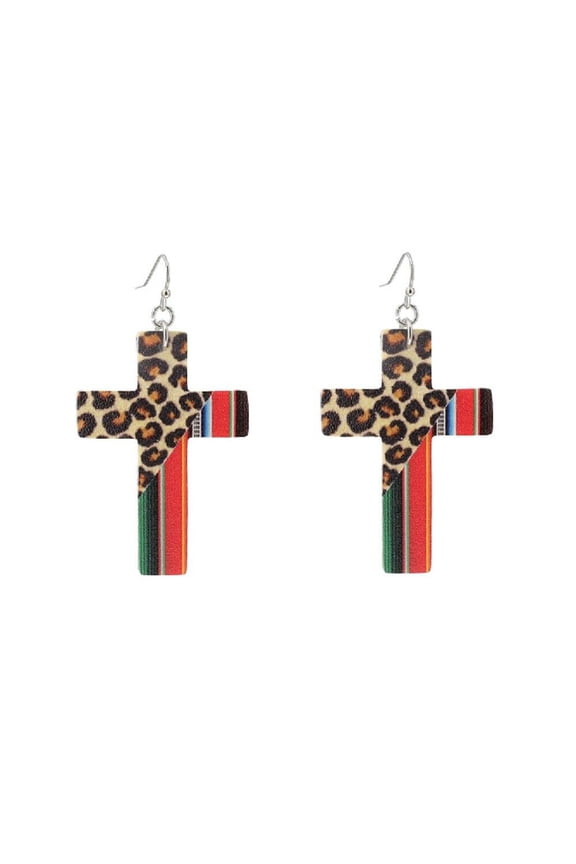 Womens Earrings Lightweight Leopard Serape Cheetah Heart or Cross Jewelry Accessory
