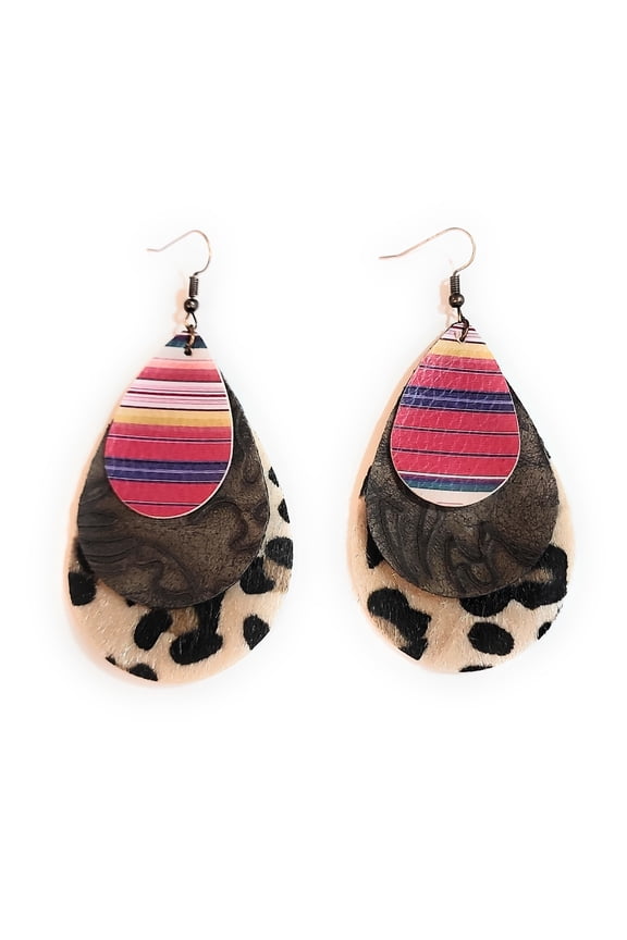 Womens Earrings Teardrop Leopard Serape Layered Aztec Stripes Cheetah Jewelry
