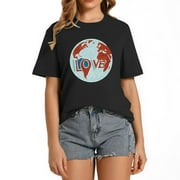 Womens Earth Day Love Our Planet Raise Awareness Retro T Shirt Black S