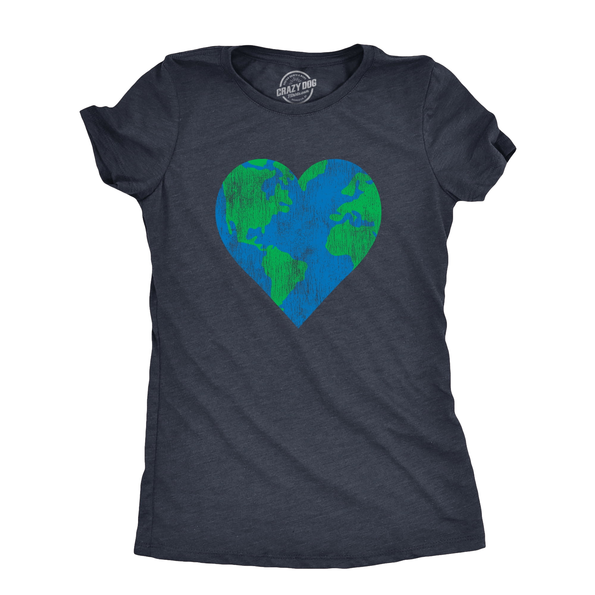 Womens Earth Heart T Shirt Funny Awesome Earth Day Nature Lovers Tee ...