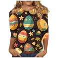 thumbnail image 1 of Womens Easter Outfit Cute Easter Bunny Shirts 3/4 Sleeve Printed Blouses Crew Neck Casual Tunic Tops Loose Fit Comfy T-Shirt, 1 of 5