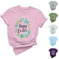 thumbnail image 1 of Womens Easter Print Short Sleeve Tshirts Summer Plus Size Trendy Round Neck Tee Casual Loose Fit Tops, 1 of 5