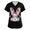 thumbnail image 1 of Womens Easter Scrub Tops V-Neck Short Sleeve Stretch Bunny/Egg Printed Nurse Working Uniforms, 1 of 5