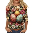 thumbnail image 1 of Womens Easter Shirts 3/4 Sleeve Eggs Graphic Print Funny Tops Womens Bunny Casual Summer Cute Tees L, 1 of 6