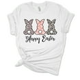 thumbnail image 1 of Womens Easter Tshirt Happy Easter Printed Bunnies Short Sleeve T-shirt-White-medium, 1 of 1