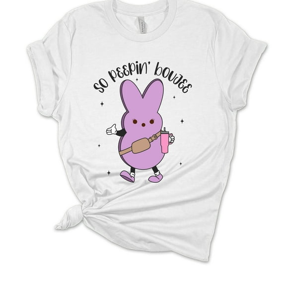 Womens Easter Tshirt So Peepin Boujee Tumbler Short Sleeve T-shirt-White-large