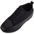 thumbnail image 1 of Womens Easy Lace Up Low Top Canvas Chunky Sole Trainers Sneakers - Black - US 7, 1 of 7