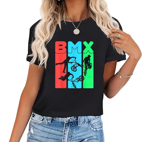 Womens Eat Sleep Bmx Repeat T-Shirt Bicycle Funny Gift Motocross T-Shirt