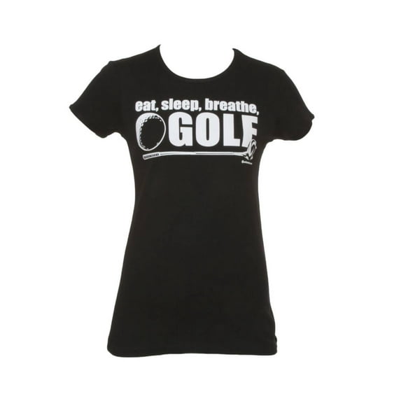 Womens Eat, Sleep, Breathe, Golf Short-Sleeve Black T-Shirt, Medium
