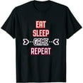 thumbnail image 1 of Womens Eat Sleep Game Repeat Funny Video Sports Gamer Lover Gift T-Shirt White 3X-Large, 1 of 5