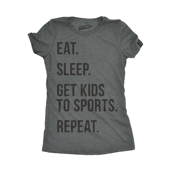 Womens Eat Sleep Get Kids to Sports Repeat T shirt Funny Gift for Mom Sarcastic Womens Graphic Tees