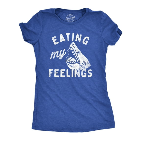 Womens Eating My Feelings T Shirt Funny Shark Bite Joke Tee for Ladies Womens Graphic Tees