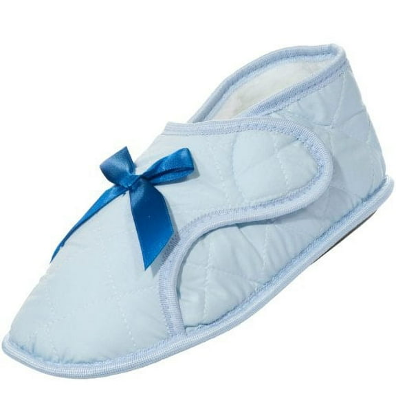 Womens Edema Slipper for Swollen or Bandaged Feet - Light Blue (XXL 13-14)