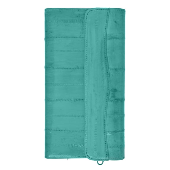 Womens Eel Skin Leather Deluxe Checkbook Wallet E 2575