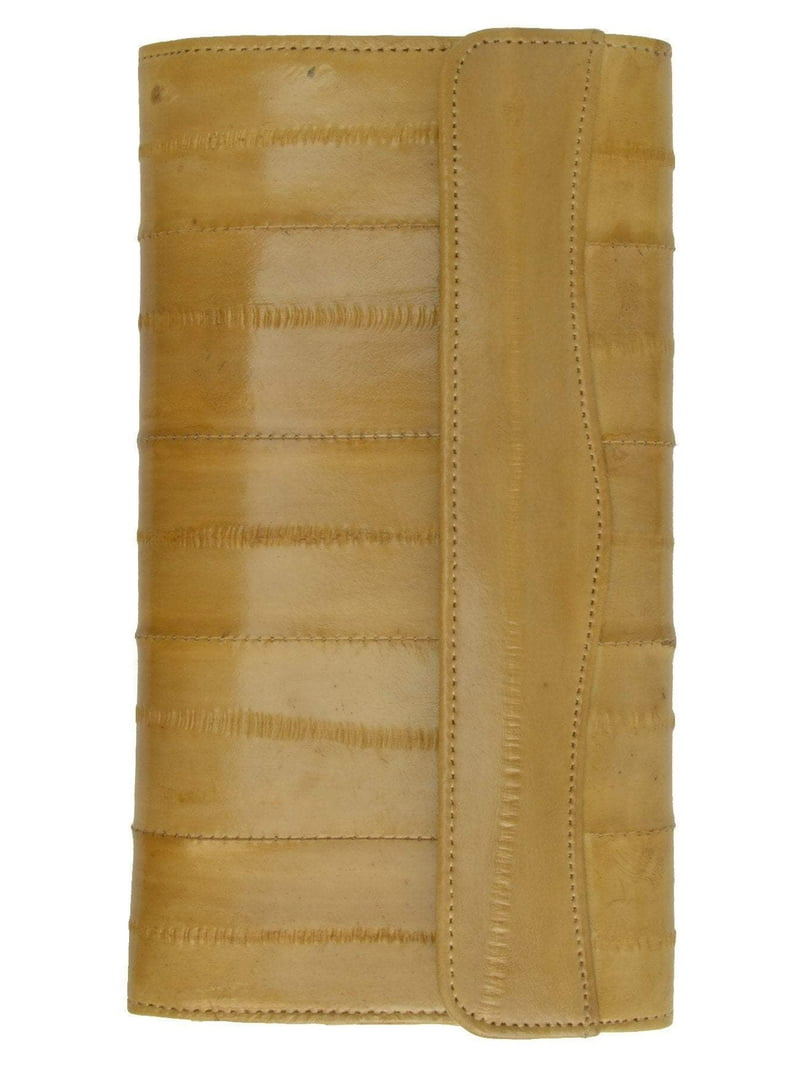 Womens Genuine Eel Skin Leather Deluxe Checkbook Wallet with Hand