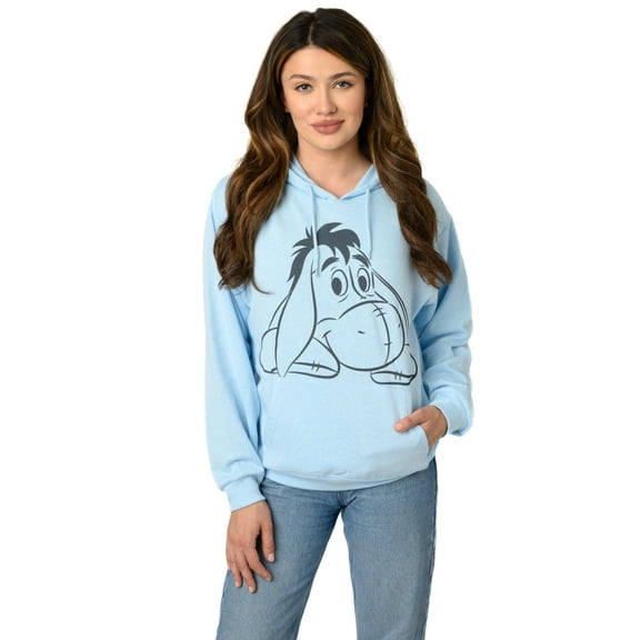 Womens Eeyore Hoodie Lightweight Fleece Pullover Sweatshirt Disney Blue