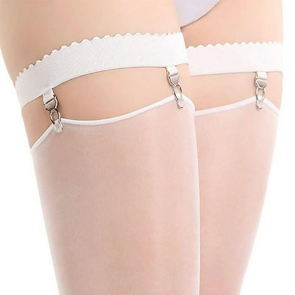 Womens Elastic Anti Slip Leg Garter Belt Thigh High Stocking Suspender with Clip