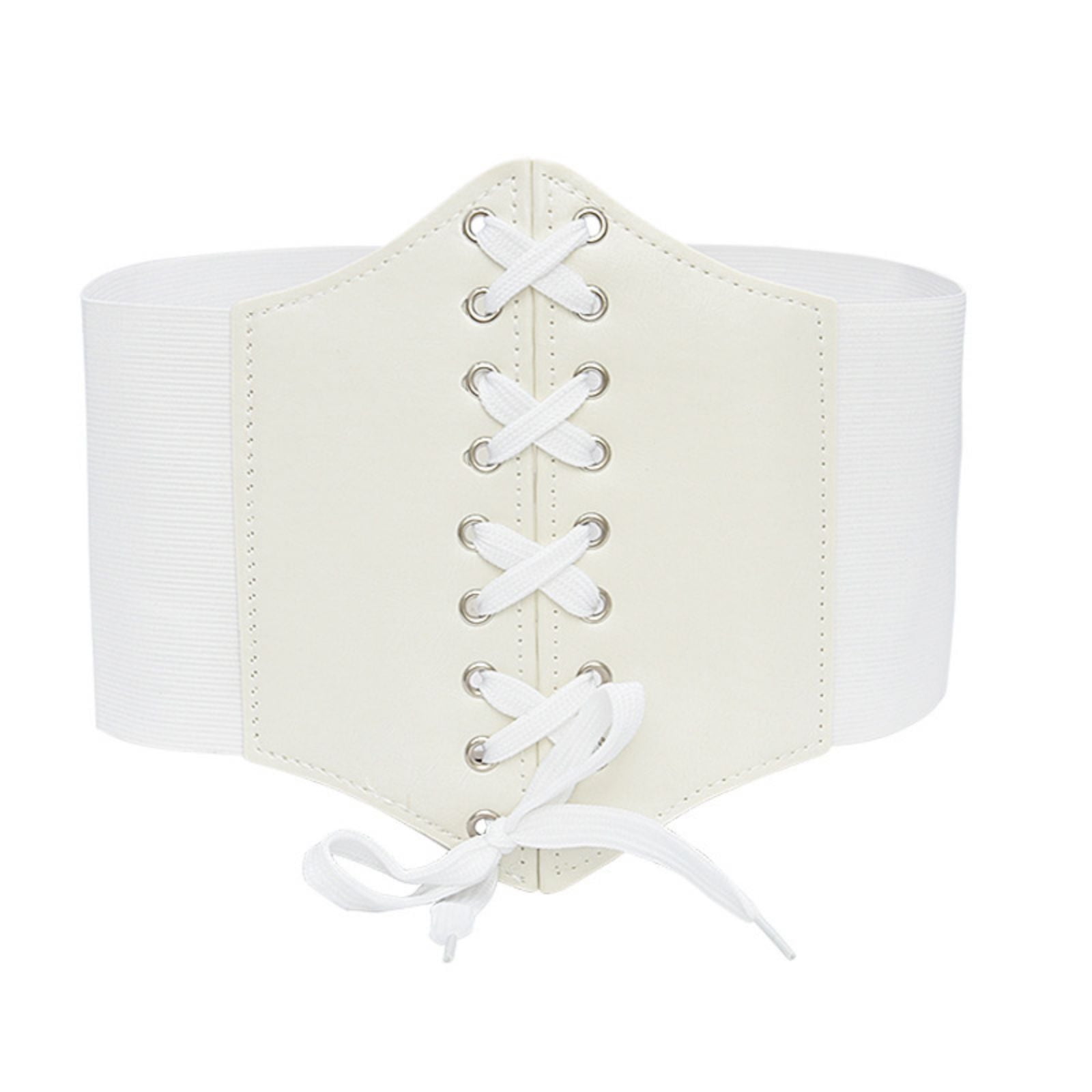 4165 Women’s Elastic Costume Waist Belt Lace-up Tied Waspie Corset Belts Corset Waist Belt for Women, Faux Leather Wide Elastic Tie  main image 3